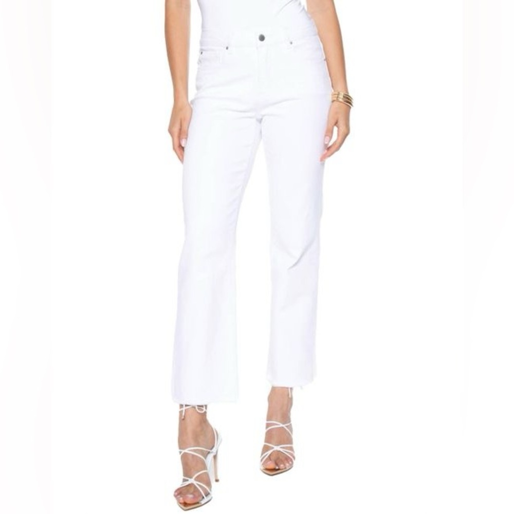 Blue Revival White Quinn Mid Rise Straight Ankle Jean